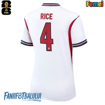 Anglia Declan Rice #4 Echipament de Fotbal Replică Mondial 2026 Femei Acasa